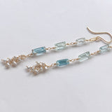 アクアマリンとアコヤケシパールのロングピアス