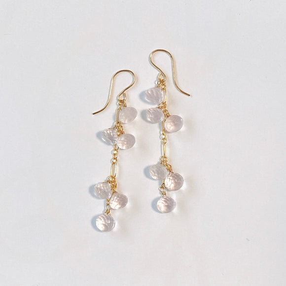 ローズクォーツのころころロングピアス