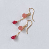 Delicate rhodochrosite and ruby ​​earrings from Peru 