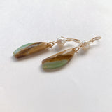 オパライズドウッドとアコヤパールのピアス5-31