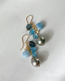 South sea pearl blue bouquet earrings 