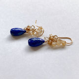 Lapis lazuli and golden rutilated quartz bouquet earrings