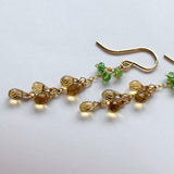 ビアクォーツとツァボライトのミモザピアス