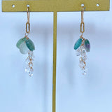 フローライトと両剣水晶のピアス