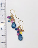 コンケーブカット ロンドンブルートパーズ とサファイアのブーケピアス