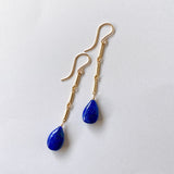 lapis lazuli bar chain earrings