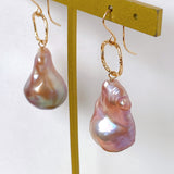 Oyster baroque pearl ring earrings