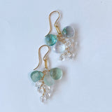 フローライトと両剣水晶のピアス