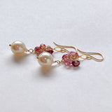 Akoya baroque and spinel bouquet earrings