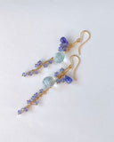 Large aquamarine and tanzanite long earrings