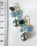 South sea pearl blue bouquet earrings 