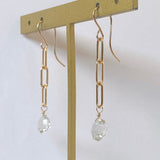 Green amethyst chain earrings 