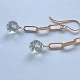 Green amethyst chain earrings 