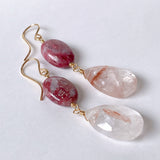 Thulite and Himalayan crystal earrings A 