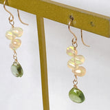 Rutile peridot and opal earrings