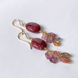 thulite and spinel earrings