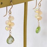 Rutile peridot and opal earrings