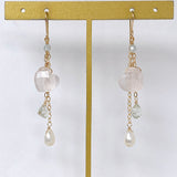 Heart rose quartz Tanabata earrings 