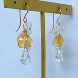 Green amethyst and heliodor bouquet earrings 