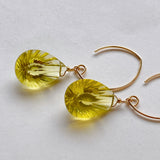 Large lemon quartz single earrings B 