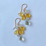 Green amethyst and heliodor bouquet earrings 