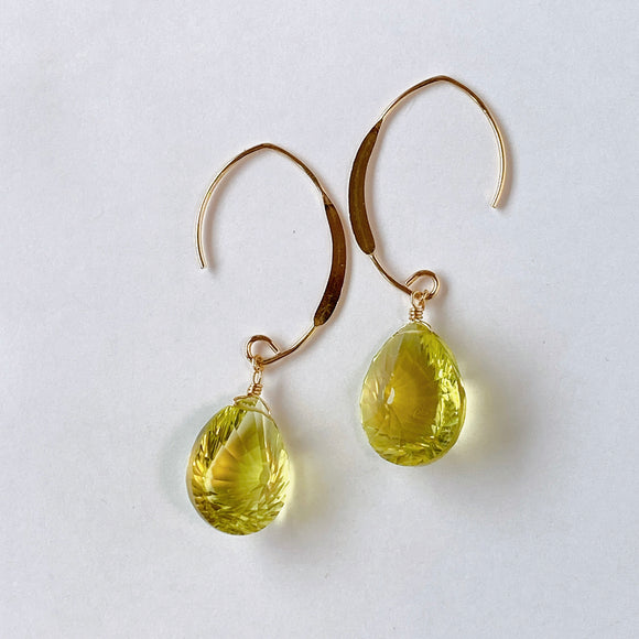 Large lemon quartz earrings A 