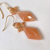 Peach moonstone and sunstone bouquet earrings 