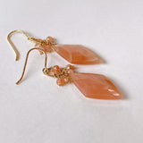 Peach moonstone and sunstone bouquet earrings 