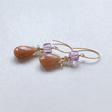 Pink opal, pink amethyst, imperial topaz and freshwater pearl earrings 