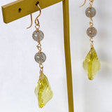 Large lemon quartz and labradorite earrings