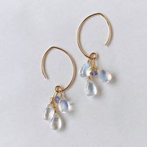 rainbow moonstone and tanzanite earrings