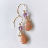 Pink opal, pink amethyst, imperial topaz and freshwater pearl earrings 