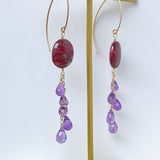 thulite and amethyst earrings