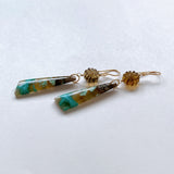 Opalized wood and honey quartz flower earrings No.4-9 