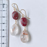 Thulite and Himalayan crystal earrings A 