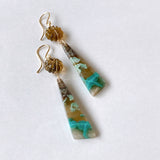 Opalized wood and honey quartz flower earrings No.4-9 