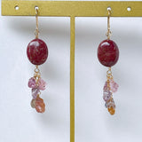 thulite and spinel earrings