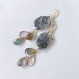 Dendrite opal, labradorite and ametrine earrings