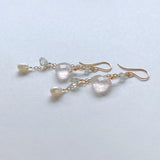 Heart rose quartz Tanabata earrings 