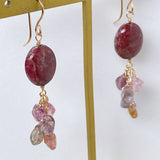 thulite and spinel earrings