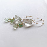 Crystal, yellow beryl and Colombian emerald earrings