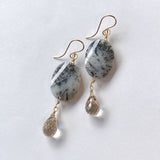 dendrite opal and topaz earrings