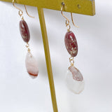 Thulite and Himalayan crystal earrings B 