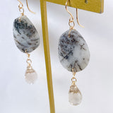 dendrite opal and topaz earrings