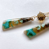 Opalized wood and honey quartz flower earrings No.4-9 