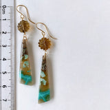 Opalized wood and honey quartz flower earrings No.4-9 