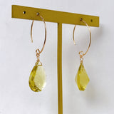 Large lemon quartz single earrings B 