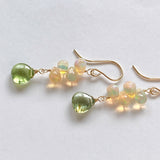 Rutile peridot and opal earrings