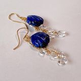 lapis lazuli and herkimer quartz earrings 