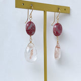 Thulite and Himalayan crystal earrings A 